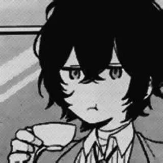 ☕️ Anime, Manga, Cartoon, Schwarzweiß, Charakter, Porträt telegram sticker