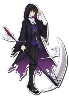 🚶‍♂ Anime, Postać, Kosa, Płaszcz z kapturem, Ponury Żniwiarz, Fioletowy telegram sticker