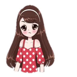 😠 garota anime, desenho animado, fofo, de bolinhas, mangá, adesivo telegram sticker