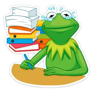 😢 Kermit Kermit the Frog, frog, paperwork, work, studying, tired, cartoon, muppets whatsapp sticker