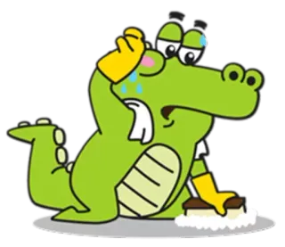 🐊 ワニ, 掃除, 汗, 疲れた, 動物, 漫画 telegram sticker