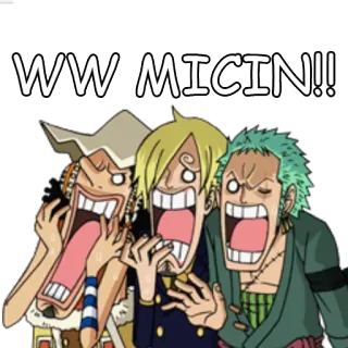🐺 Usopp, Sanji, Zoro One Piece WW MICIN!! One Piece, Anime, Usopp, Sanji, Zoro, Desenho animado, Engraçado, Meme telegram sticker