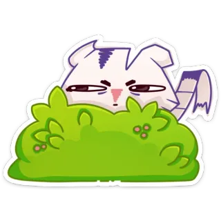 😑 Katze, verstecken, Busch, Cartoon, Aufkleber telegram sticker