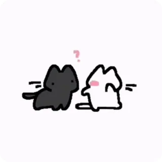 😳 cats, question mark, cute, cartoon, animals, black cat, white cat telegram sticker