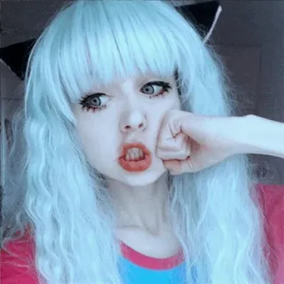 🔮 Аниме стиль, Косплей, Готика, Синие волосы, Кошачьи уши, Милый, Молодая женщина telegram sticker