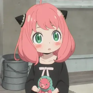😧 Anya Forger Spy x Family anime, cartoon, girl, cute, pink hair, green eyes telegram sticker