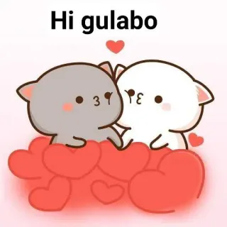 🙊 Hi gulabo love, cute, cartoon, heart, romance, kiss, cats whatsapp sticker