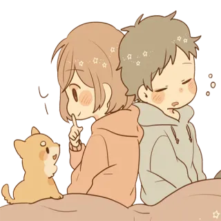🐶 carino, coppia, cane, assonnato, anime telegram sticker