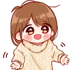 🤗 carino, cartone animato, anime, ragazza, maglione, kawaii telegram sticker