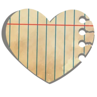 🖤 corazón, bloc de notas, papel rayado, papel, amor, cuaderno whatsapp sticker