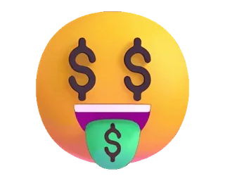 🤑 Emoji, Soldi, Dollari, Ricco, Ricchezza, Espressione, Faccia telegram sticker