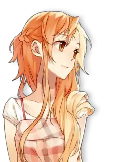 😚 anime, garota, retrato, cabelo laranja, personagem, arte, ilustração telegram sticker