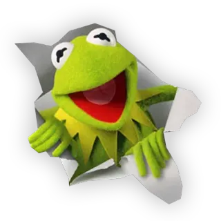 👋 Kermit Лягушонок Кермит, Маппеты, Лягушка, Мультфильм, Счастливый, Персонаж whatsapp sticker