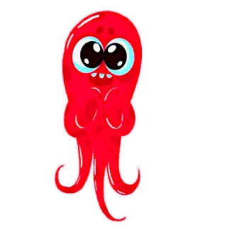 😀 octopus, cartoon, sea creature, cute, red, animal telegram sticker