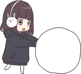 ❄ Мультфильм, Девочка, Чиби, Аниме, Милый, Наклейка, Пустой, Облачко telegram sticker