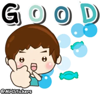 👍 GOOD 好, 赞, 卡通, 可爱, 积极, 问候 telegram sticker
