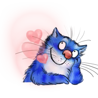 😻 gatto, blu, cuore, amore, animale, cartone animato telegram sticker