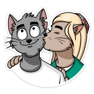 😘 cat, kiss, animal, couple, love, cartoon telegram sticker
