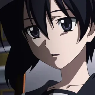 😧 anime, dziewczyna, czarne włosy, słodkie, manga, portret telegram sticker