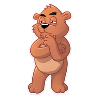 😑 urso, desenho animado, pensando, animal, fofo, personagem whatsapp sticker