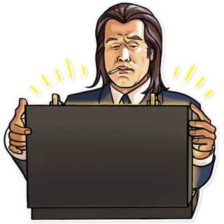 😃 John Travolta, Pulp Fiction, mala, filme, cinema telegram sticker