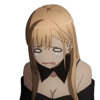 😫 Marin Kitagawa My Dress-Up Darling Anime, Sedih, Menangis, Pirang, Gadis, Karakter telegram sticker