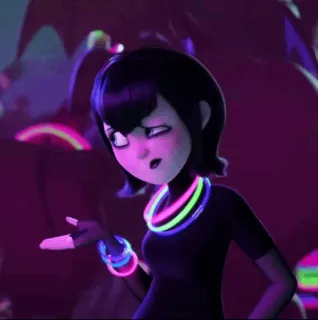 🕷 Mavis Dracula Hotel Transylvania Vampir, Cartoon, animiert, Film, Party, Neon telegram sticker