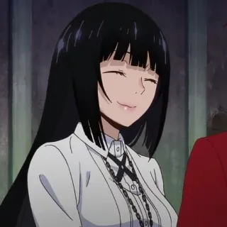 ☕️ Yumeko Jabami Kakegurui anime, garota, cabelo preto, Kakegurui, Yumeko Jabami, sorrindo telegram sticker