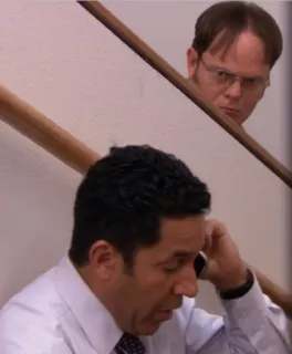 👀 Dwight Schrute The Office série tv, comédie, the office, dwight schrute, regard caché, drôle telegram sticker