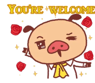 🌺 YOU'RE WELCOME animal, cartoon, cute, pig, thank you telegram sticker