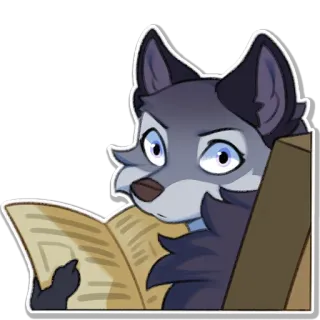 😶 animal, wolf, furry, reading, book, finger telegram sticker