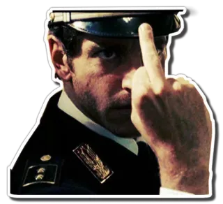 👮 средний палец, оскорбительный, жест, офицер, форма, неуважение telegram sticker