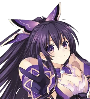 😏 Tohka Yatogami Date A Live Anime, Roxo, Garota, Sinal de paz, Personagem telegram sticker
