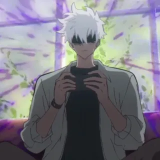 ⌚️ anime, personagem, jogo, controle, cabelo branco, óculos telegram sticker