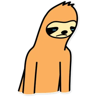 😞 ленивец, грустный, мультик, милый, животное, изолированный whatsapp sticker