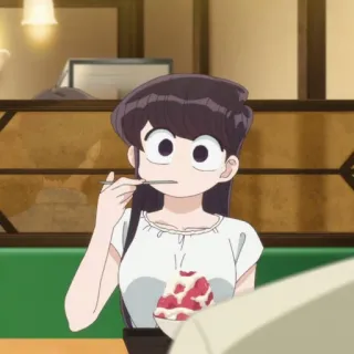 😶 Komi Shouko Komi Can't Communicate 애니메이션, 먹방, 귀여운, 코미양은 커뮤증입니다, 코미 쇼코 telegram sticker
