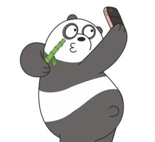 😜 Panda We Bare Bears cartoon, bear, panda, selfie, bamboo telegram sticker