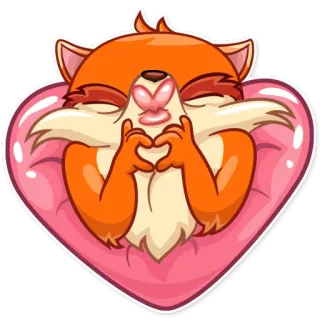 😘 fox, animal, cartoon, heart, love, valentine's day, cute telegram sticker