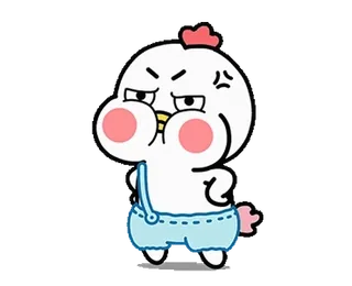 😠 การ์ตูน, โกรธ, ไก่, รำคาญ, สีขาว, น่ารัก telegram sticker