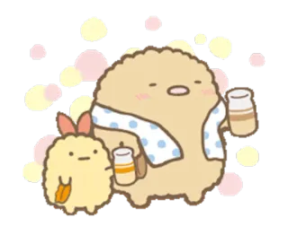 😌 lucu, kawaii, Sumikko Gurashi, kartun, makanan, minuman, animasi telegram sticker