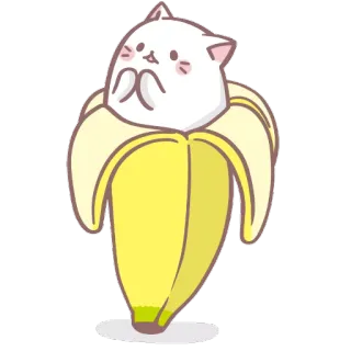 🙏 mèo, chuối, dễ thương, động vật, kawaii, hoạt hình telegram sticker