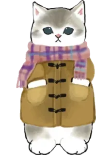 🧥 kucing, anak kucing, syal, mantel, musim dingin, lucu, hewan telegram sticker