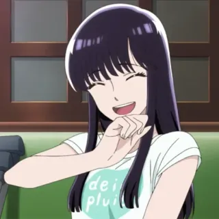 😄 dei plui anime, dibujos animados, mujer, sonriendo, retrato telegram sticker