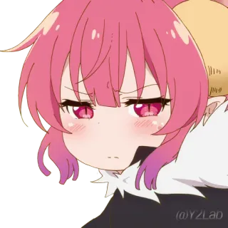 🤨 Ilulu Miss Kobayashi's Dragon Maid Anime, Rồng, Cô gái, tóc hồng, dễ thương, Phim hoạt hình telegram sticker