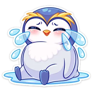 😭 пингвин, плачет, грустный, слезы, мультик, стикер whatsapp sticker