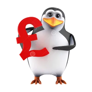💷 chim cánh cụt, động vật, tiền tệ, bảng Anh, đỏ, tài chính, tiền telegram sticker
