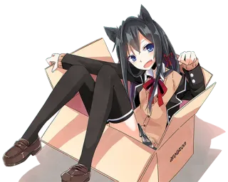 😸 amazon Anime, Gadis kucing, Kotak, Kawaii telegram sticker