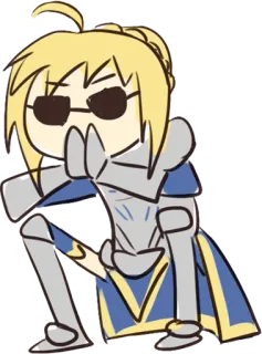 😎 Saber Fate Anime, Sciabola, Personaggio, Occhiali, Armatura telegram sticker