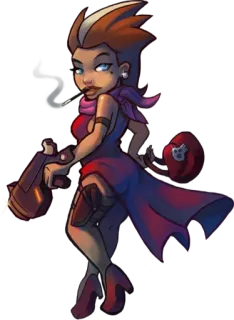 🙂 donna, pistola, cartone animato, personaggio, combattente, vestito telegram sticker