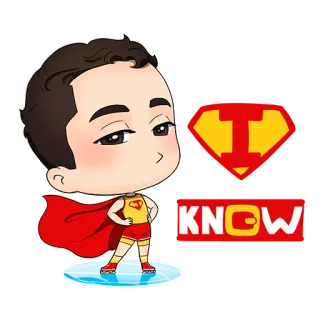 😙 I KNOW kartun, superhero, jubah merah, SAYA TAHU whatsapp sticker